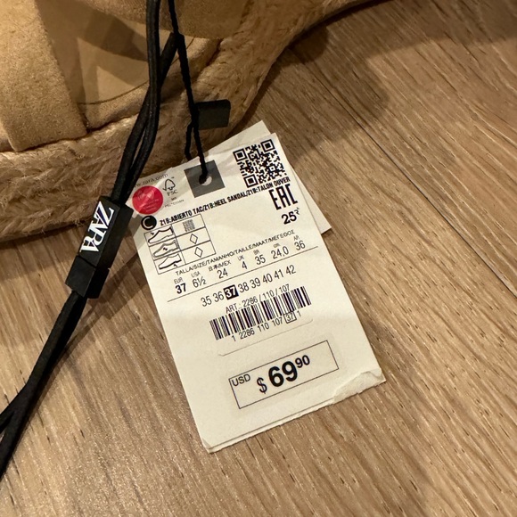 Zara lace up wedge sandal size 7 new - Picture 5 of 6